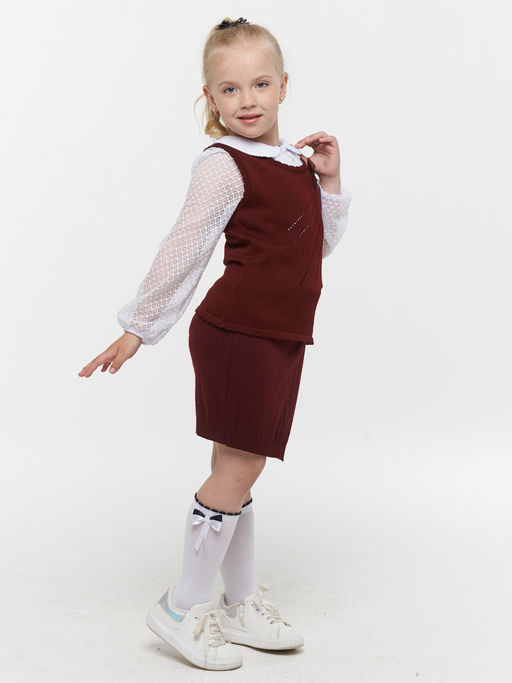 Жилет для девочек 213-7066. 1096 бордо