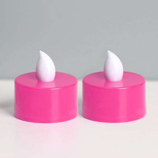 Цена за 2 шт. Светодиодные свечи, ночники LED RISALUX «Семейный очаг» набор 2 шт., розовые, RGB 3.5×3.5×4 см