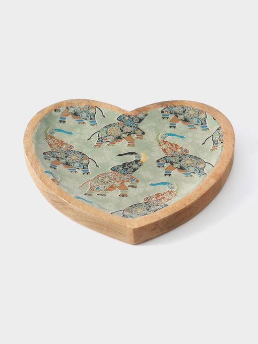 Блюдо в форме сердца Мудрый слон, 20.5?20?2.3 см, дерево манго