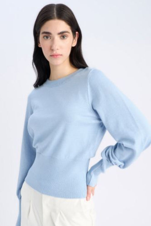 Regular Fit Bisiklet Yaka Basic Duz Triko Kazak