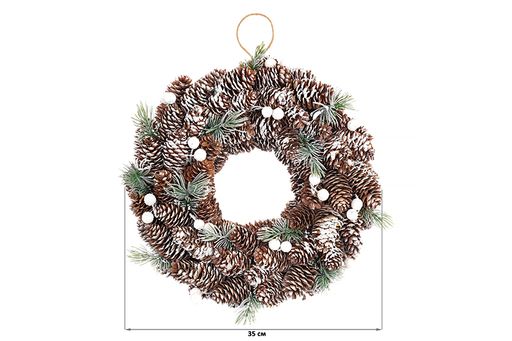 Новогоднее украшение венок 35*35*8 см Снежный лес круг - Elan gallery фото 2