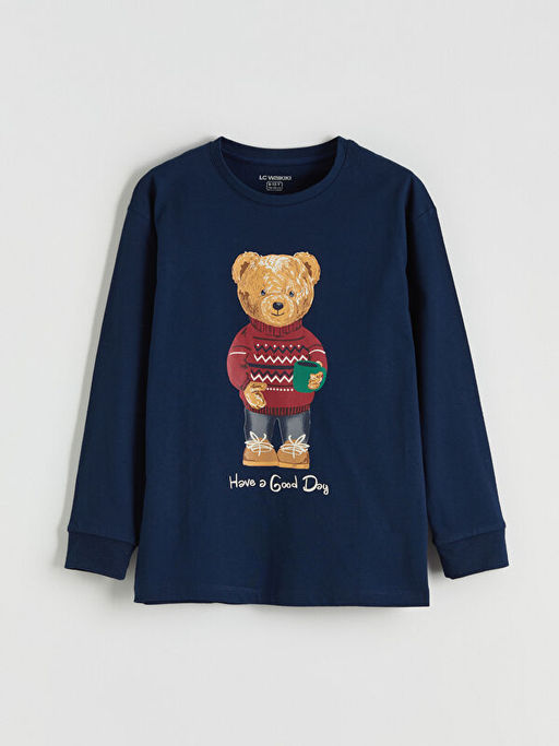 Ay? Teddy Bask?l? Erkek ?ocuk Pijama ?st