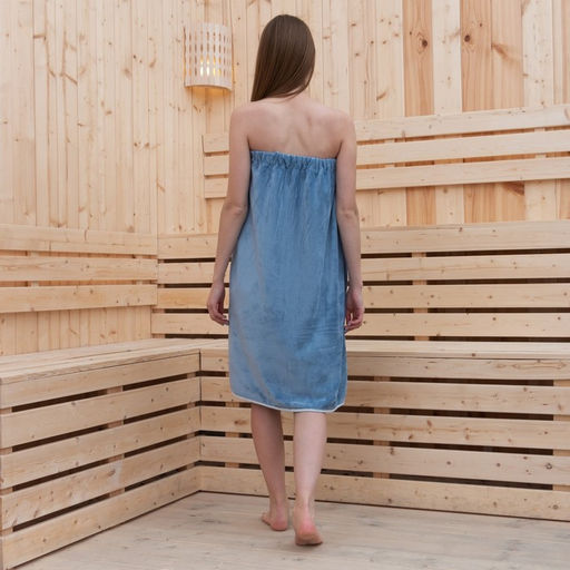 Полотенце-парео Этель для бани, цв. голубой, 70*140 см, 100% п/э, 280 г/м2  фото 3