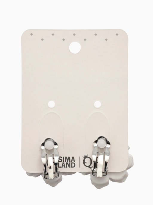 Серьги клипсы для ушей QF «Цветочки», белая в золоте