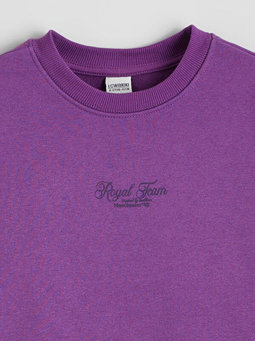 Bask?l? K?z ?ocuk Kal?n Sweatshirt