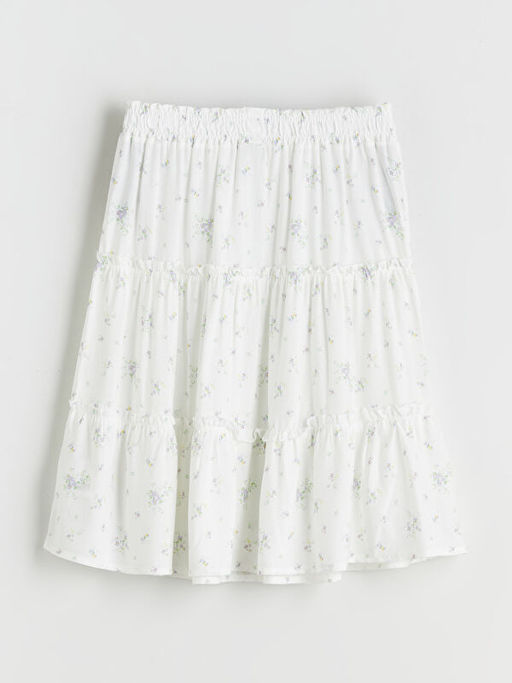 Beli Lastikli ?i?ekli K?z ?ocuk Etek