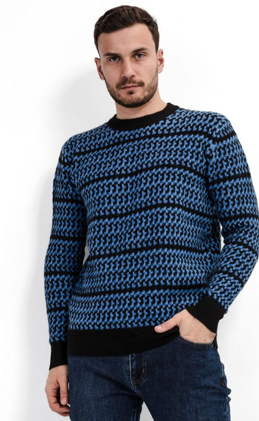 Джемпер мужской в полоску F310-0501 синий - Fine joyce фото 9