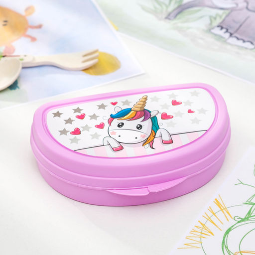 Цена за 2 шт. Бутербродница IDEA «Единорог», 325 мл, 10.5×15×4 см, пластик, розовая