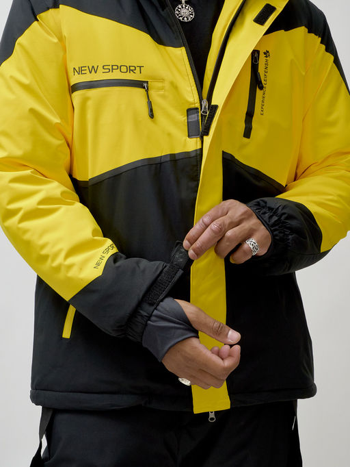 Горнолыжный костюм мужской зимний желтого цвета 372J