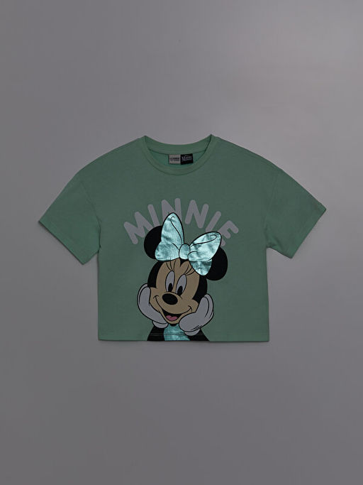 Bisiklet Yaka Minnie Mouse Bask?l? K?sa Kollu K?z ?ocuk Ti??rt - Waikiki фото 2