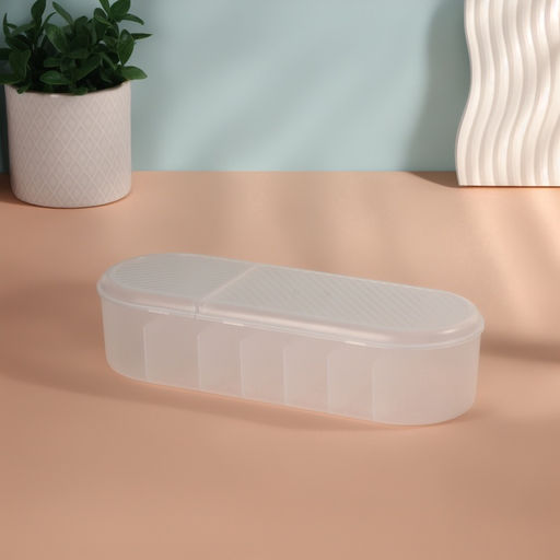 Цена за 2 шт. Органайзер для хранения, с крышкой, 7 секции, 28×10.5 см, прозрачный