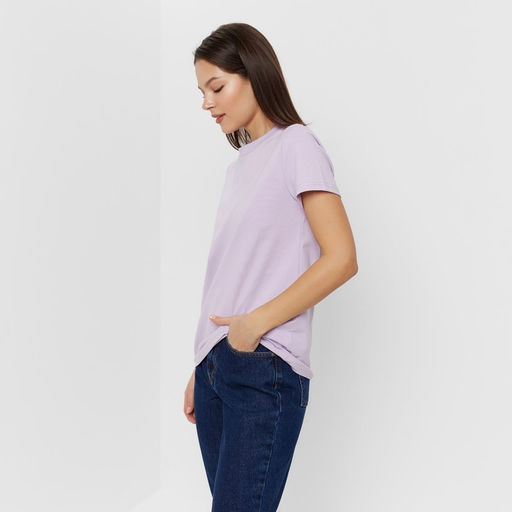 Футболка однотонная женская MINAKU: Basic line, лавандовая, размер 42
