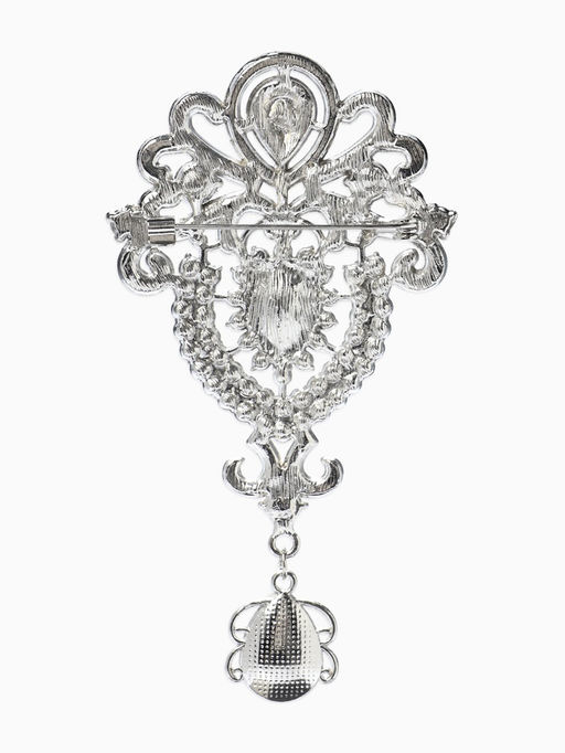 Брошь «Императрица», вензеля, цвет белый в серебре