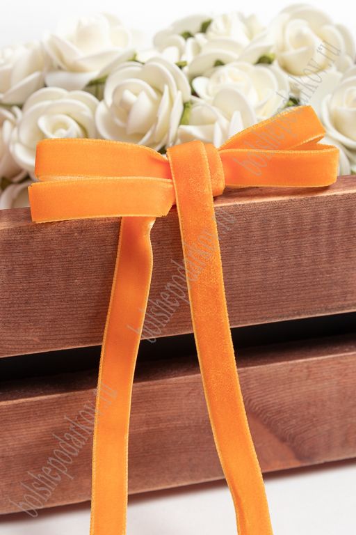 Лента бархатная 1 см*50 ярд (SF-2323) оранжевый №35
