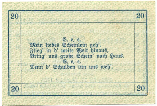 20 геллеров 1920 года Австрия Витис (нотгельд)