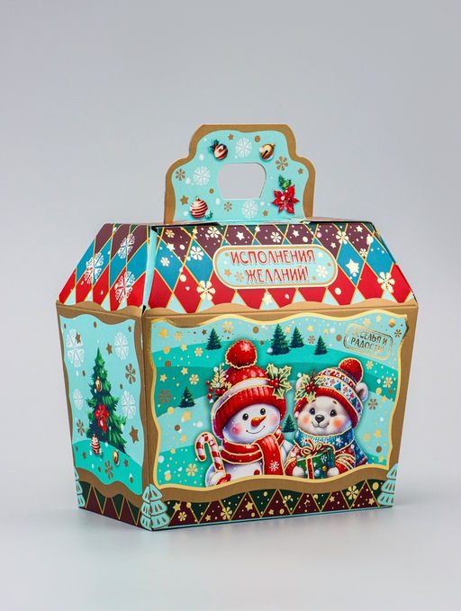 Цена за 5 шт. Коробка подарочная новогодняя «Исполнения желаний» 19.5×17×11 см