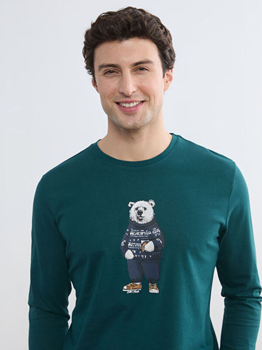 Standart Kal?p Ay? Teddy Bask?l? Erkek Pijama Tak?m