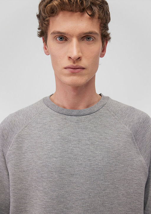 Bisiklet Yaka Gri Basic Sweatshirt - Mavi фото 7