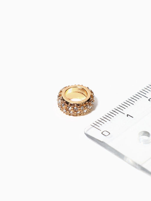 Цена за 5 шт. Шарм разделитель для бусин «Кольцо», белый в золоте