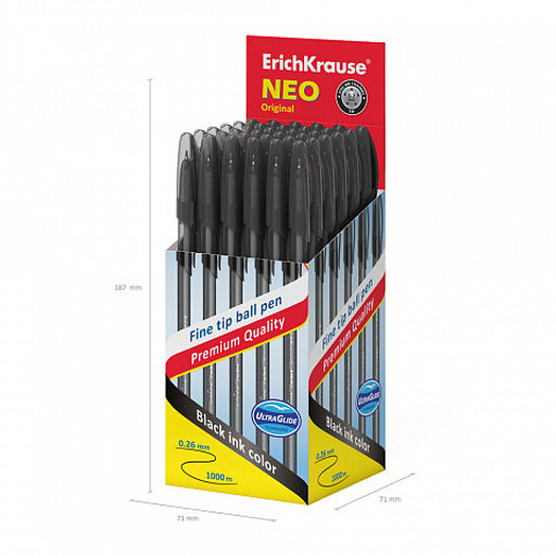 Цена за 50 шт. Ручка шариковая ErichKrause Neo® Stick Original 0.7, Super Glide Technology, цвет чернил черный (в коробке по 50 шт.)  фото 10