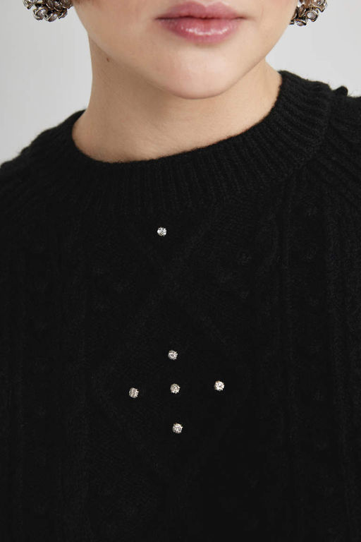 Укороченный свитер с круглым вырезом - Defacto фото 5