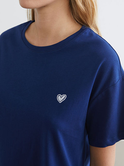 Bisiklet Yaka Bask?l? Kad?n Pijama Tak?m?