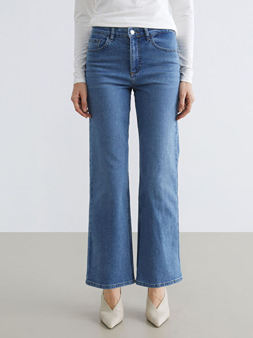 Y?ksek Bel Wideleg Kad?n Jean Pantolon