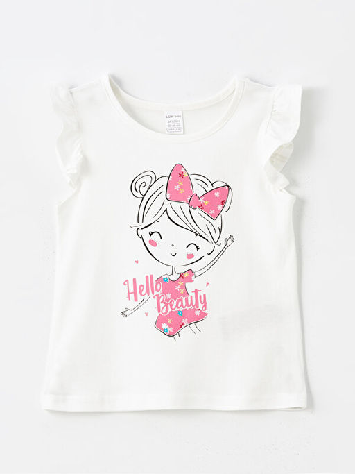 Bisiklet Yaka K?sa Kollu Bask?l? K?z Bebek Ti??rt 2li - Waikiki фото 2