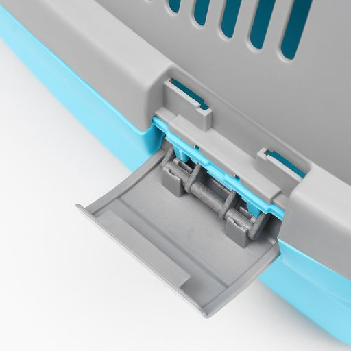 Переноска пластиковая Неон 48х32х29,5 см, вес животного до 12 кг, серо-голубая - Пижон фото 12