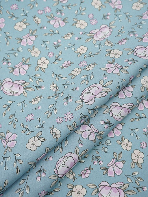 Перкаль "Утренний цвет" цв.серо-голубой, ш.1.5м, хлопок-100%, 100гр/м.кв