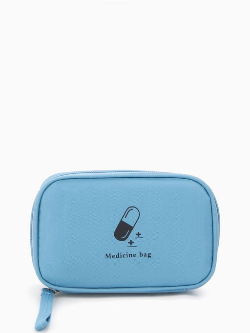 Косметичка-аптечка дорожная на молнии, с ручкой, Medicine bag, голубая