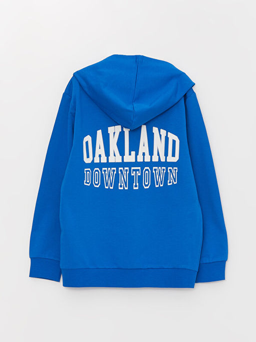 Kap??onlu Bask?l? Uzun Kollu Erkek ?ocuk Fermuarl? Sweatshirt - Waikiki фото 2