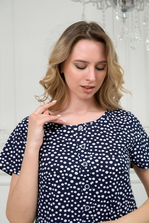 Платье женское из кулирки Кармелита горошек на темно-синем - Амадэль фото 11