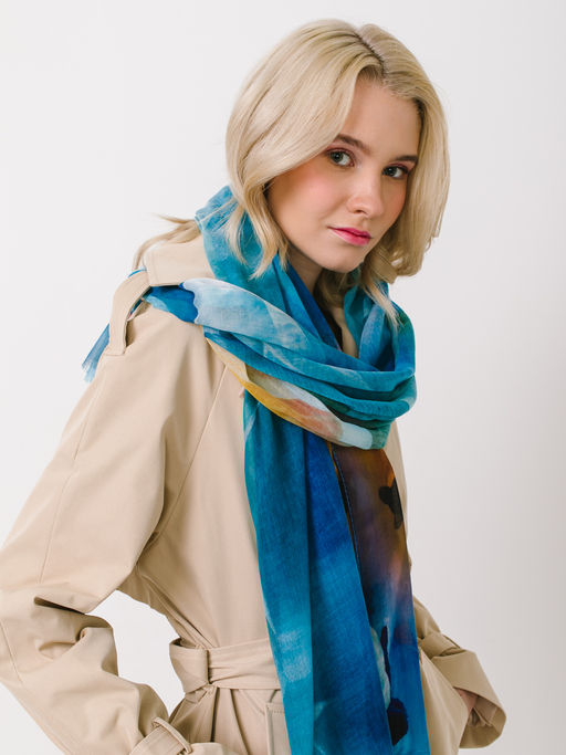 Большой, мягкий, тонкий и очень нежный двусторонний палантин с рисунком в стиле арт-деко - Tantino фото 8