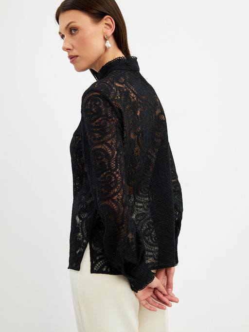 Блузка из кружевной ткани OD-977-2 черный