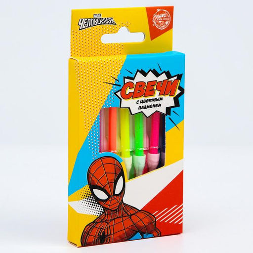 Свечи для торта 6 штук, с цветным пламенем, Человек-Паук