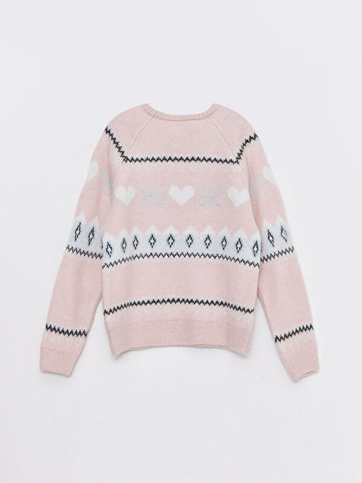 Bisiklet Yaka Desenli Uzun Kollu K?z ?ocuk Triko Kazak - Waikiki фото 2