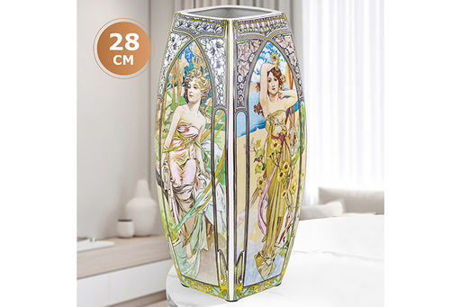 Ваза 3 л 12,5*12,5*28 см Времена суток квадрат, NEW BONE CHINA