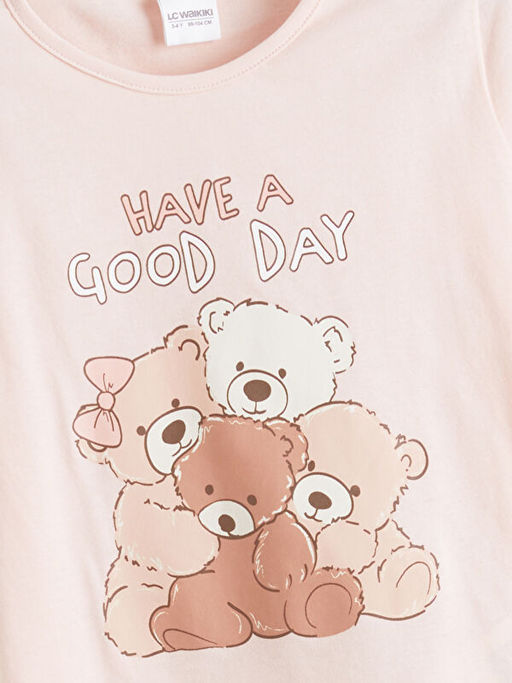 Bask?l? K?z ?ocuk Pijama Tak?m?