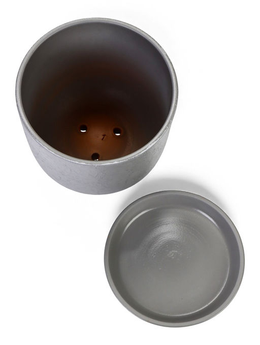 Горшок цветочный с поддоном 3 л, d18/h15,5 см серый керамика, "Перл" (М)