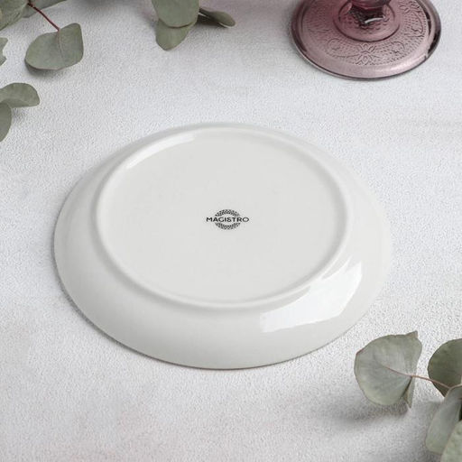 Тарелка фарфоровая пирожковая Magistro Сиам, d=16,5 см, цвет серый  фото 3