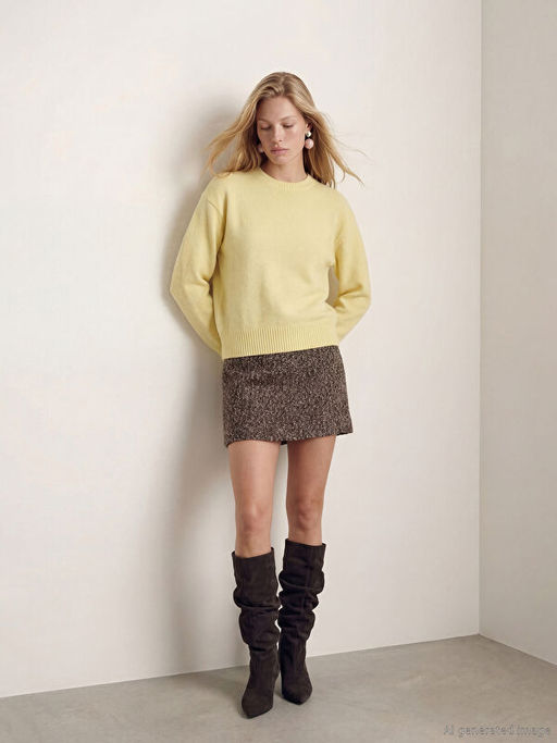 Beli Fermuarl? Desenli T?vit Mini Etek