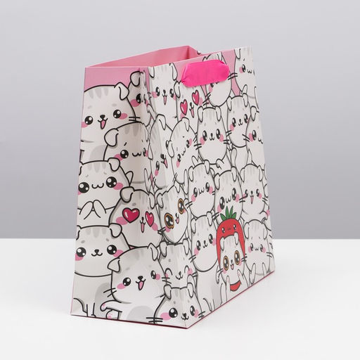 Пакет подарочный ламинированный квадратный, упаковка, «Котики», 22×22×11 см