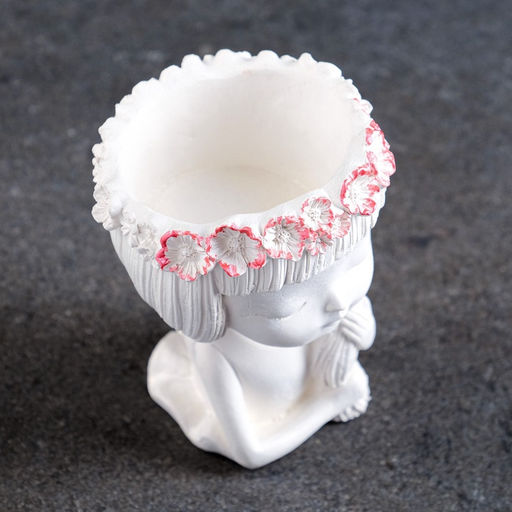 Декоративное кашпо для цветов Девушка с косой, 80 мл, 11?8?8 см, гипс, белое - Хорошие сувениры фото 12