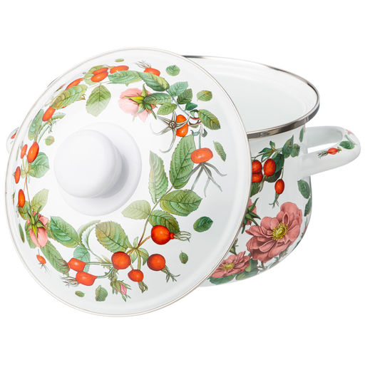 КАСТРЮЛЯ AGNESS ЭМАЛИРОВАННАЯ С ЭМАЛ.КРЫШКОЙ СЕРИЯ ШИПОВНИК, 2.0 Л, 18*11 СМ  фото 3