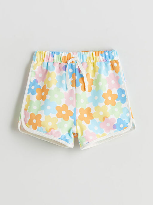 Beli Lastikli ?i?ekli K?z ?ocuk ?ort 2li