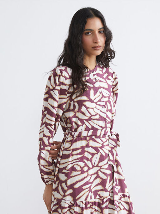 Hakim Yaka Desenli Ku?akl? Katkat Elbise