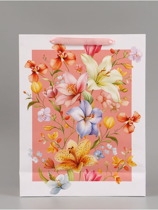 Пакет подарочный «Цветы», 31×40×11.5 см