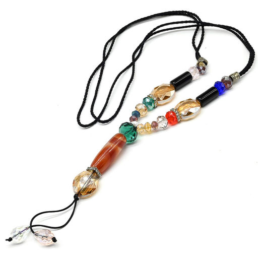 Бусы из циркона с сердоликом бочонок 14*40мм цв.ассорти, 80см