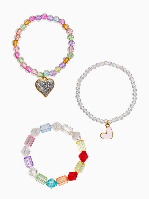 Цена за 2 шт. Браслеты детские «Выбражулька. Сердца и бусинки», набор 3 шт. цветной